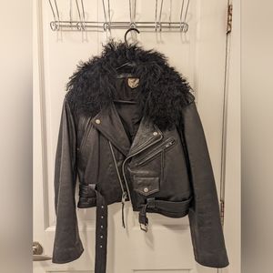 Sexy Black Curly Lamb Moto Jacket/Needs to sell by Aug 1st!